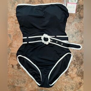 Kate Spade Strapless Swimsuit Size Small Black/White
